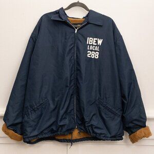 Vintage IBEW Local 288 Union Jacket XL Teco Nylon Sherpa Lined USA Made Workwear